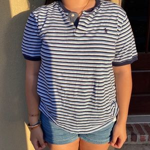 polo Ralph Lauren blue + white striped shirt